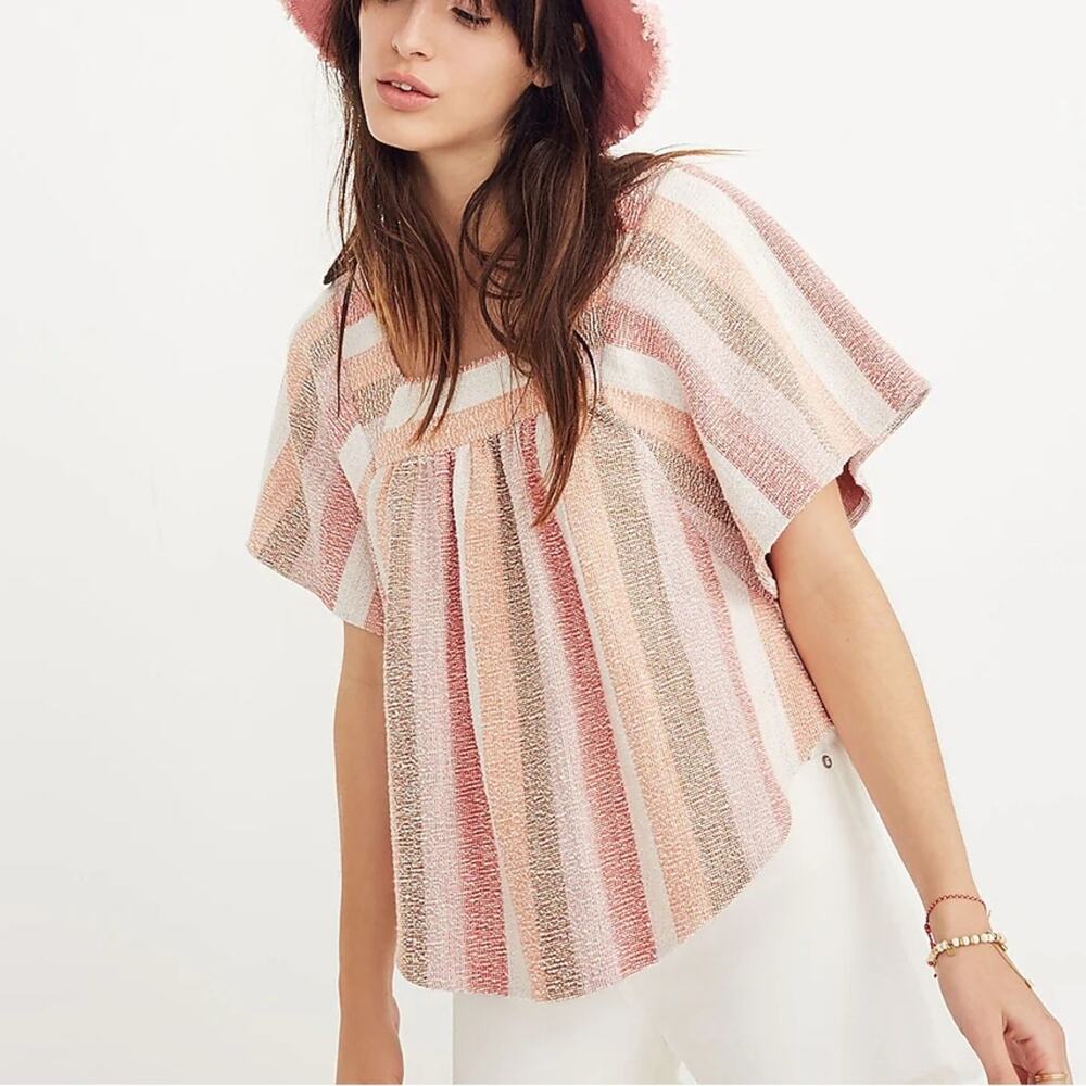 Madewell Texture & Thread Butterfly Top Pink Sherbet Stripe Size XS